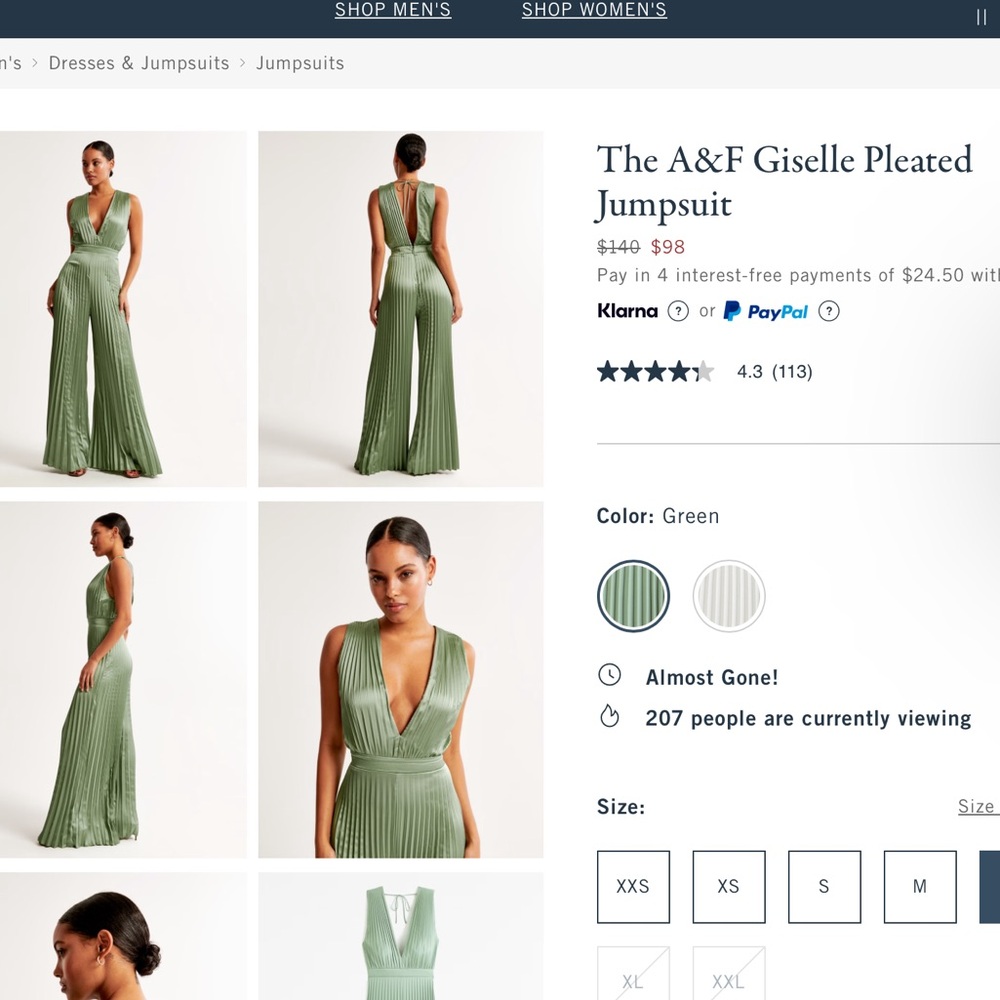 Abercrombie and Fitch Giselle Pleated Jumpsuit